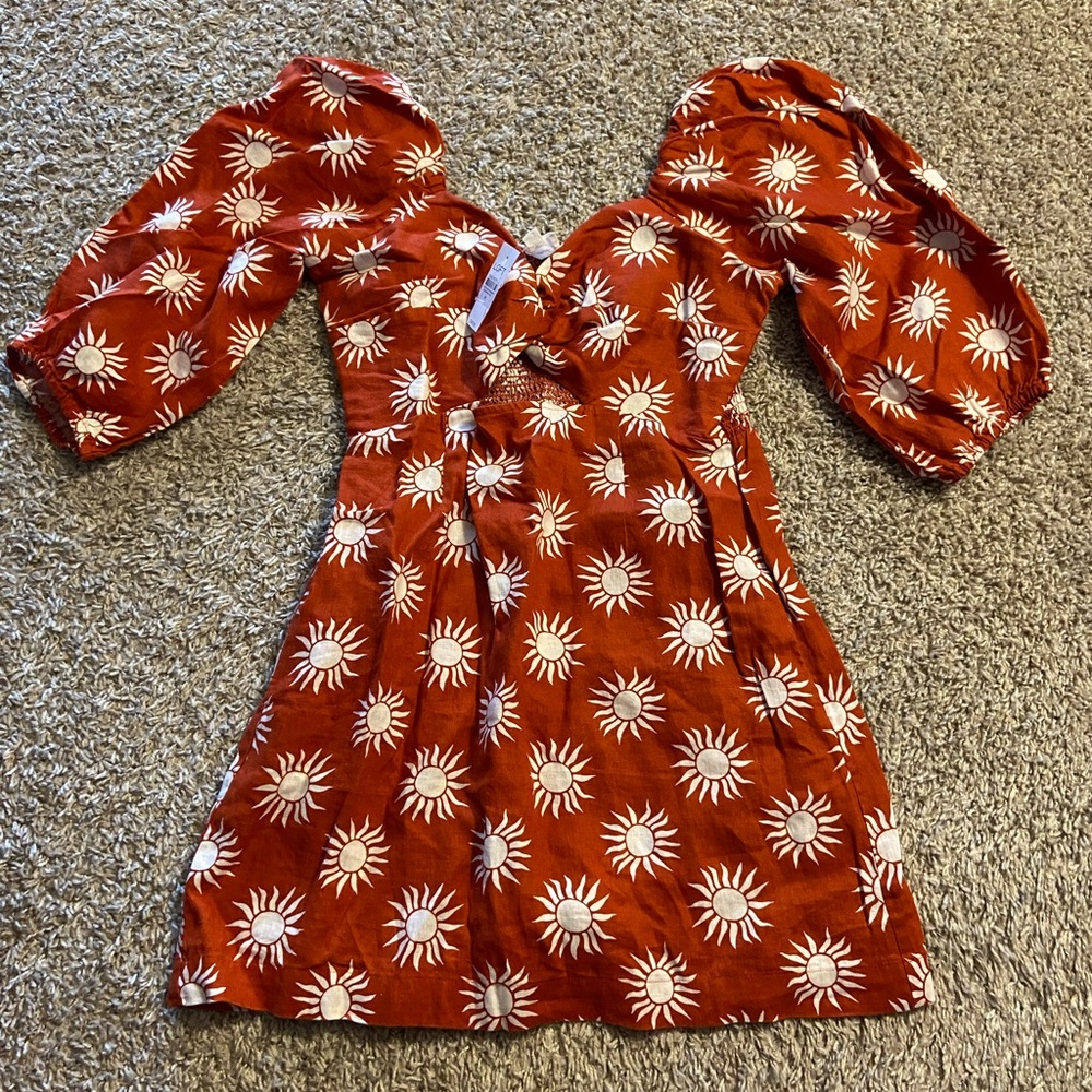 LOFT Terracotta Sunburst Dress